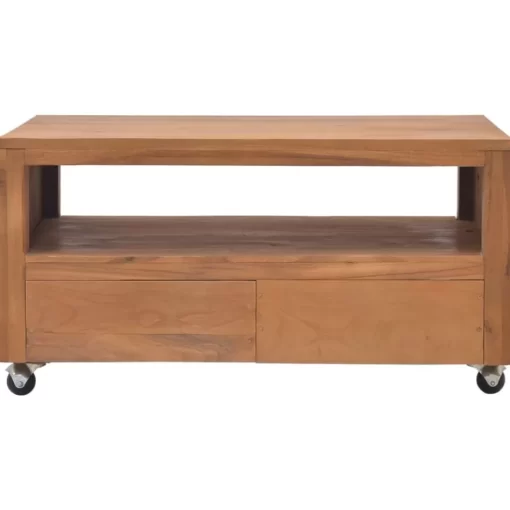 vidaXL Tv Benches & Tv Stands* Tv Stand With Wheels 31.5"X19.7"X16.5" Solid Wood Teak