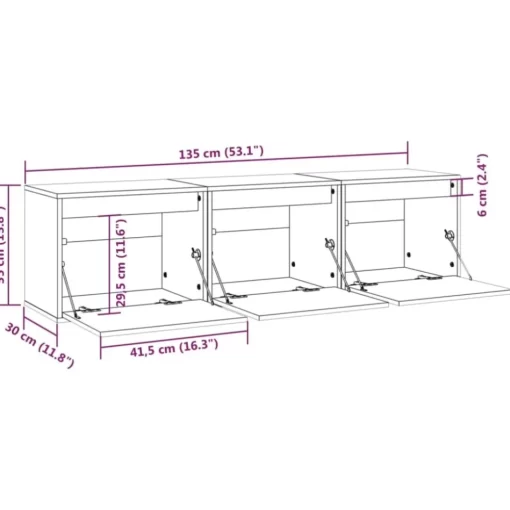 vidaXL Tv Benches & Tv Stands* Tv Stands 3 Pcs Gray Solid Wood Pine