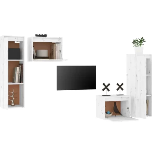 vidaXL Tv Benches & Tv Stands* Tv Stands 4 Pcs White Solid Wood Pine