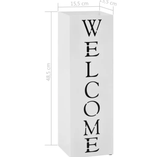 vidaXL Household Supplies* Umbrella Stand Welcome Steel White