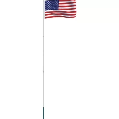 vidaXL Decor* Us Flag And Pole Aluminum 13.1'