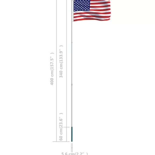 vidaXL Decor* Us Flag And Pole Aluminum 13.1'