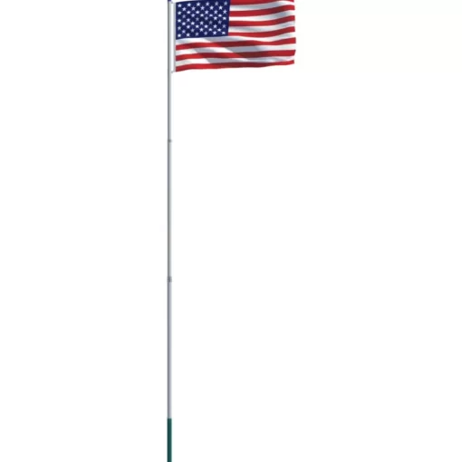 vidaXL Decor* Us Flag And Pole Aluminum 19.7'