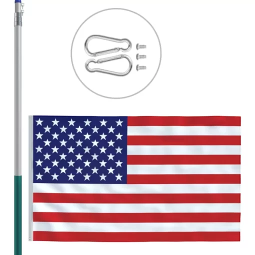 vidaXL Decor* Us Flag And Pole Aluminum 19.7'