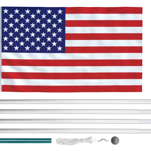 vidaXL Decor* Us Flag And Pole Aluminum 20.3'