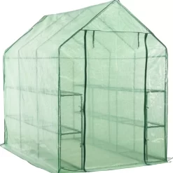 vidaXL Lawn & Garden* Walk-In Greenhouse With 12 Shelves Steel 56.3"X84.5"X77.2"