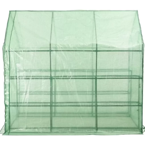 vidaXL Lawn & Garden* Walk-In Greenhouse With 12 Shelves Steel 56.3"X84.5"X77.2"