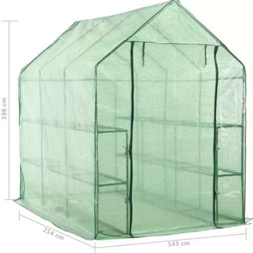 vidaXL Lawn & Garden* Walk-In Greenhouse With 12 Shelves Steel 56.3"X84.5"X77.2"