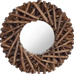 vidaXL Decor* Wall Mirror 15.7" Teak Round