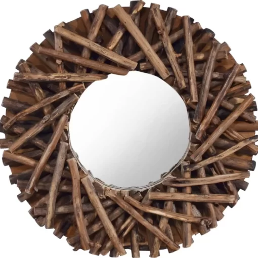 vidaXL Decor* Wall Mirror 15.7" Teak Round