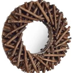 vidaXL Decor* Wall Mirror 15.7" Teak Round