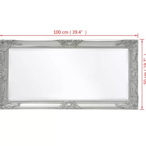 vidaXL Decor* Wall Mirror Baroque Style 39.4"X19.7" Silver