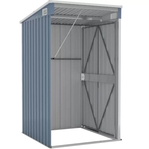 vidaXL Lawn & Garden* Wall-Mounted Garden Shed Gray 46.5"X39.4"X70.1" Galvanized Steel