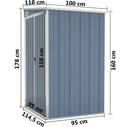 vidaXL Lawn & Garden* Wall-Mounted Garden Shed Gray 46.5"X39.4"X70.1" Galvanized Steel