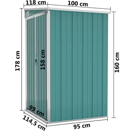 vidaXL Lawn & Garden* Wall-Mounted Garden Shed Green 46.5"X39.4"X70.1" Galvanized Steel