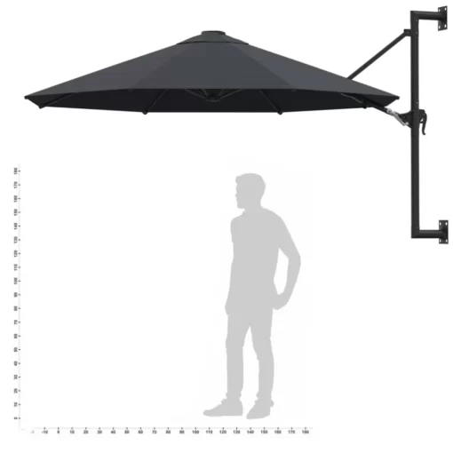 vidaXL Lawn & Garden* Wall-Mounted Parasol With Metal Pole 118.1" Anthracite