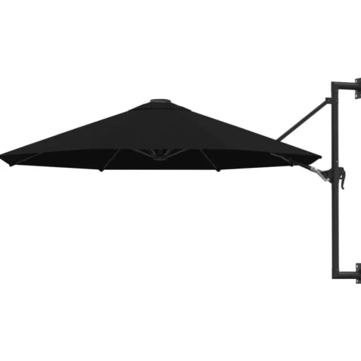 vidaXL Lawn & Garden* Wall-Mounted Parasol With Metal Pole 118.1" Black