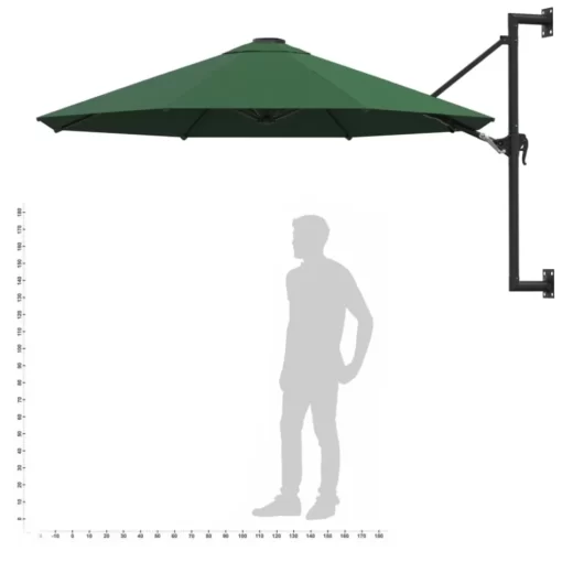 vidaXL Lawn & Garden* Wall-Mounted Parasol With Metal Pole 118.1" Green