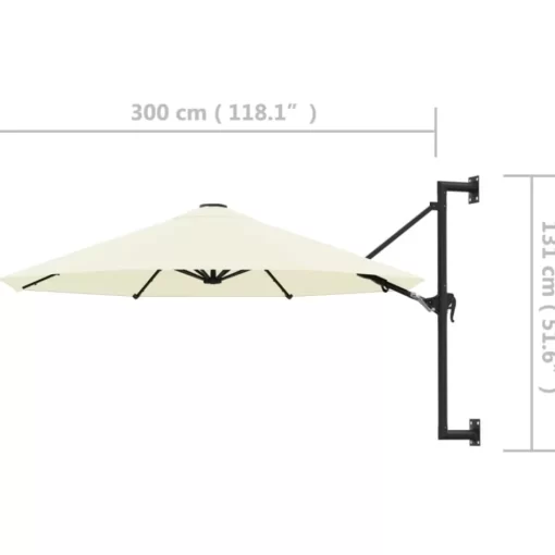 vidaXL Lawn & Garden* Wall-Mounted Parasol With Metal Pole 118.1" Sand