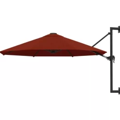 vidaXL Lawn & Garden* Wall-Mounted Parasol With Metal Pole 118.1" Terracotta