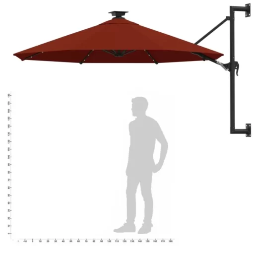 vidaXL Lawn & Garden* Wall-Mounted Parasol With Metal Pole 118.1" Terracotta