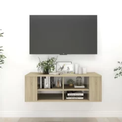 vidaXL Tv Benches & Tv Stands* Wall-Mounted Tv Stand Sonoma Oak 40.2"X13.8"X13.8" Engineered Wood