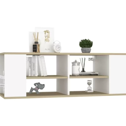 vidaXL Tv Benches & Tv Stands* Wall-Mounted Tv Stand White&Sonoma Oak 40.2"X13.8"X13.8" Engineered Wood