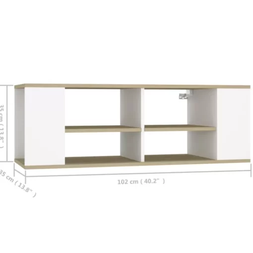 vidaXL Tv Benches & Tv Stands* Wall-Mounted Tv Stand White&Sonoma Oak 40.2"X13.8"X13.8" Engineered Wood