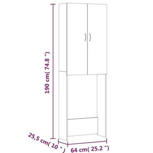 vidaXL Household Appliance Accessories* Washing Machine Cabinet Black 25.2"X10"X74.8"