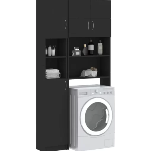 vidaXL Household Appliance Accessories* Washing Machine Cabinet Set Black Engineered Wood