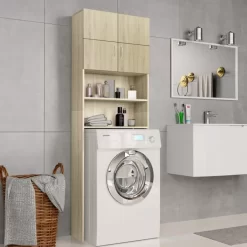 vidaXL Household Appliance Accessories* Washing Machine Cabinet Sonoma Oak 25.2"X10"X74.8" Engineered Wood