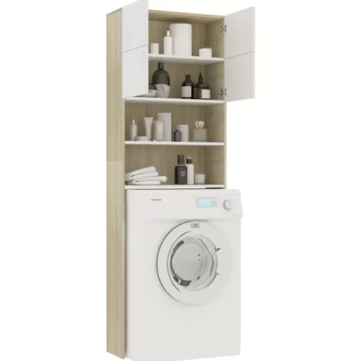 vidaXL Household Appliance Accessories* Washing Machine Cabinet White And Sonoma Oak 25.2"X10"X74.8"