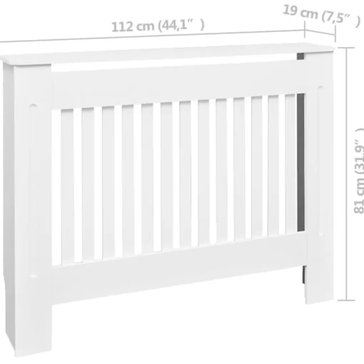 vidaXL Household Appliance Accessories* White Mdf Radiator Cover Heating Cabinet 44.1"